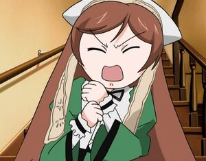 Rating: Safe Score: 0 Tags: 1girl apron brown_hair closed_eyes facing_viewer image long_hair long_sleeves open_mouth solo suiseiseki User: admin