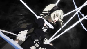 Rating: Safe Score: 0 Tags: 1girl black_ribbon dress frills hairband holding holding_sword holding_weapon image long_hair long_sleeves puffy_sleeves silver_hair solo standing suigintou sword weapon wings User: admin