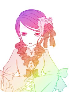 Rating: Safe Score: 0 Tags: 1girl bow dress drill_hair flower frills hair_ornament image kanaria long_sleeves looking_at_viewer puffy_sleeves ribbon rose simple_background solo striped twin_drills upper_body white_background User: admin