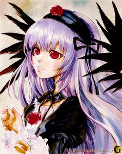 Rating: Safe Score: 0 Tags: 1girl black_wings dress flower frills hairband image lolita_fashion lolita_hairband long_hair pink_rose red_eyes red_flower red_rose ribbon rose solo suigintou traditional_media upper_body wings User: admin