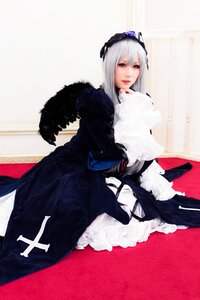 Rating: Safe Score: 0 Tags: 1girl dress flower frills gothic_lolita lips lolita_fashion long_hair long_sleeves looking_at_viewer rose silver_hair solo suigintou User: admin