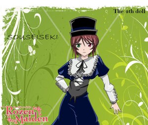 Rating: Safe Score: 0 Tags: 1girl blue_dress brown_hair dress green_eyes hat heterochromia image long_sleeves looking_at_viewer red_eyes ribbon short_hair solo souseiseki standing suiseiseki top_hat User: admin