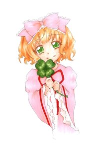 Rating: Safe Score: 0 Tags: 1girl auto_tagged blonde_hair bow food frills fruit green_eyes hair_bow hina_ichigo hinaichigo holding holding_food holding_fruit image japanese_clothes kimono long_sleeves looking_at_viewer pink_bow short_hair simple_background smile solo striped vertical_stripes wide_sleeves User: admin