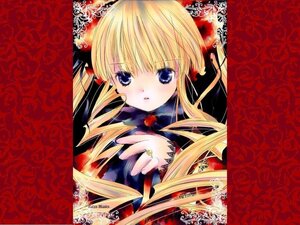 Rating: Safe Score: 0 Tags: 1girl bangs blonde_hair blue_eyes drill_hair flower image jewelry long_hair long_sleeves looking_at_viewer red_flower red_rose ring rose shinku solo User: admin