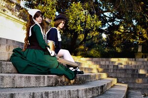 Rating: Safe Score: 0 Tags: 2girls brown_hair dress long_hair multiple_cosplay multiple_girls outdoors sitting tagme tree User: admin