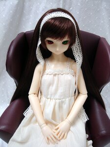 Rating: Safe Score: 0 Tags: 1girl bangs bare_shoulders brown_hair doll dress heterochromia long_hair looking_at_viewer red_eyes sitting solo suiseiseki white_dress white_gloves User: admin