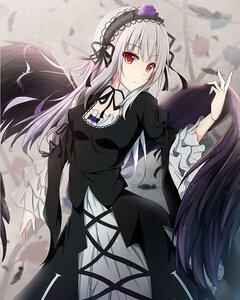 Rating: Safe Score: 0 Tags: 1girl black_dress black_feathers black_ribbon black_wings dress eyebrows_visible_through_hair feathers flower frills gothic_lolita hairband image lolita_hairband long_hair long_sleeves looking_at_viewer neck_ribbon red_eyes ribbon rose silver_hair solo suigintou very_long_hair wide_sleeves wings User: admin