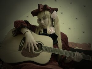 Rating: Safe Score: 0 Tags: 1girl acoustic_guitar amplifier_(instrument) bass_guitar blonde_hair bow_(instrument) dress electric_guitar flower guitar hat holding_instrument instrument jewelry keyboard_(instrument) long_hair lute_(instrument) music playing_instrument plectrum rose sheet_music shinku sitting solo violin User: admin