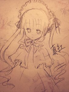 Rating: Safe Score: 0 Tags: 1girl bangs blush brown_background closed_mouth dress eyebrows_visible_through_hair frilled_hairband image long_hair long_sleeves looking_at_viewer monochrome photo shinku signature sleeves_past_wrists solo traditional_media very_long_hair User: admin