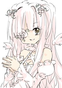 Rating: Safe Score: 0 Tags: 1girl angel_wings bare_shoulders cleavage dress eyepatch flower frills hair_flower hair_ornament hands_together image kirakishou long_hair long_sleeves own_hands_together pink_hair rose smile solo two_side_up upper_body white_flower white_wings wings yellow_eyes User: admin