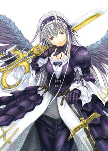 Rating: Safe Score: 0 Tags: 1girl armor bangs black_wings cover cover_page detached_collar doujin_cover dress flower frilled_sleeves frills gothic_lolita hairband image light_smile lolita_fashion long_hair long_sleeves looking_at_viewer pink_eyes ribbon rose rozen_maiden sabamu scissors silver_hair simple_background solo suigintou sword weapon white_background wings User: admin