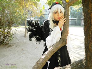 Rating: Safe Score: 0 Tags: 1girl lips long_hair looking_at_viewer outdoors solo standing suigintou white_hair User: admin