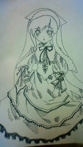 Rating: Safe Score: 0 Tags: 1girl animal_ears apron bangs blush braid dress eyebrows_visible_through_hair image long_hair long_sleeves monochrome ribbon solo suiseiseki traditional_media twin_braids veil very_long_hair waist_apron User: admin