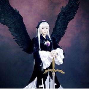 Rating: Safe Score: 0 Tags: 1girl black_wings dress feathered_wings flower frills hairband long_hair long_sleeves solo standing suigintou white_hair wings User: admin