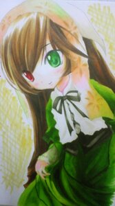 Rating: Safe Score: 0 Tags: 1girl black_ribbon blush brown_hair closed_mouth dress frills green_dress green_eyes heterochromia image long_hair long_sleeves looking_at_viewer red_eyes ribbon smile solo suiseiseki very_long_hair User: admin