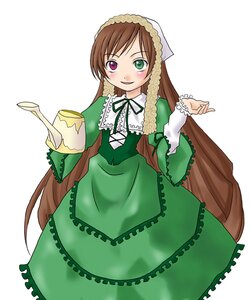 Rating: Safe Score: 0 Tags: 1girl brown_hair dress frills green_dress green_eyes head_scarf heterochromia image long_hair long_sleeves looking_at_viewer open_mouth red_eyes simple_background solo suiseiseki very_long_hair watering_can white_background User: admin