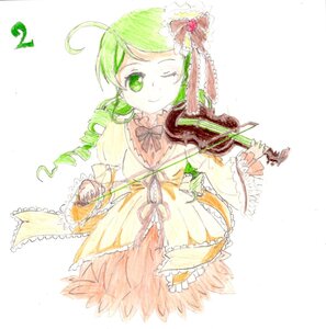 Rating: Safe Score: 0 Tags: 1girl ahoge bow dress drill_hair frills green_eyes green_hair image kanaria long_sleeves one_eye_closed smile solo striped vertical-striped_dress vertical_stripes yellow_dress User: admin