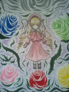 Rating: Safe Score: 0 Tags: 1girl blonde_hair bow dress drill_hair flower image long_hair long_sleeves red_dress rose shinku solo very_long_hair water User: admin