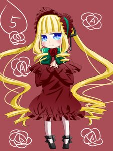 Rating: Safe Score: 0 Tags: 1girl blonde_hair blue_eyes bonnet bow dress flower image long_hair long_sleeves looking_at_viewer pantyhose rose shinku shoes simple_background smile solo spoken_squiggle squiggle twintails very_long_hair User: admin