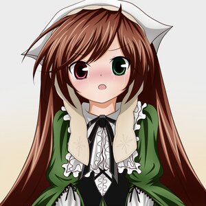 Rating: Safe Score: 0 Tags: 1girl :o blush bow brown_hair commentary_request dress frills green_dress green_eyes hairband head_scarf heterochromia image long_hair long_sleeves open_mouth red_eyes rozen_maiden simple_background solo suiseiseki taka_(takalight) tears very_long_hair User: admin