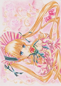 Rating: Safe Score: 0 Tags: 1girl blonde_hair blue_eyes bonnet bow dress drill_hair eyebrows_visible_through_hair flower food holding image long_hair long_sleeves looking_at_viewer marker_(medium) pink_flower ribbon rose shinku solo traditional_media twin_drills twintails upper_body very_long_hair User: admin