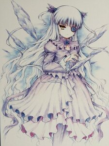 Rating: Safe Score: 0 Tags: 1girl barasuishou blonde_hair dress expressionless eyepatch flower frills hair_ornament image long_hair long_sleeves rose solo traditional_media very_long_hair watercolor_(medium) yellow_eyes User: admin