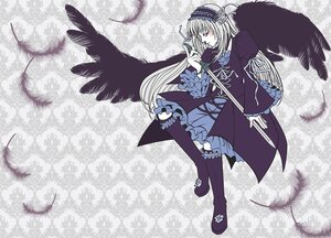 Rating: Safe Score: 0 Tags: 1girl bird black_wings boots dress feathered_wings feathers frills full_body hairband image long_hair long_sleeves ribbon rose solo suigintou very_long_hair wings User: admin