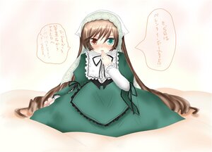 Rating: Safe Score: 0 Tags: 1girl blush brown_hair dress frills green_dress green_eyes head_scarf heterochromia image long_hair long_sleeves looking_at_viewer red_eyes sitting solo speech_bubble suiseiseki twintails very_long_hair User: admin