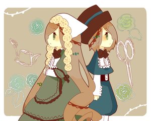 Rating: Safe Score: 0 Tags: brown_hair dress flower green_eyes hat image long_hair pair short_hair siblings sisters souseiseki suiseiseki twins User: admin