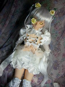 Rating: Safe Score: 0 Tags: 1girl bangs boots doll dress eyepatch flower hair_ornament kirakishou lace long_hair looking_at_viewer rose solo thigh_boots thighhighs veil white_dress yellow_eyes User: admin