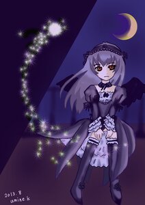 Rating: Safe Score: 0 Tags: 1girl auto_tagged black_dress black_wings boots crescent_moon detached_collar dress flower frills full_body hairband image juliet_sleeves lolita_hairband long_hair long_sleeves looking_at_viewer moon puffy_sleeves silver_hair sitting solo suigintou wings User: admin
