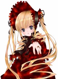 Rating: Safe Score: 0 Tags: 1girl blonde_hair blue_eyes blush bonnet bow dress drill_hair image long_hair long_sleeves looking_at_viewer red_dress rose shinku simple_background solo twintails very_long_hair white_background User: admin