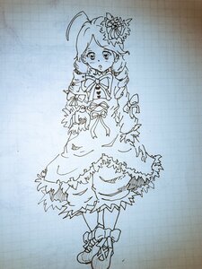 Rating: Safe Score: 0 Tags: 1girl ahoge blue_theme boots dress drill_hair flower full_body hair_ornament image kanaria long_hair long_sleeves monochrome sketch solo standing User: admin