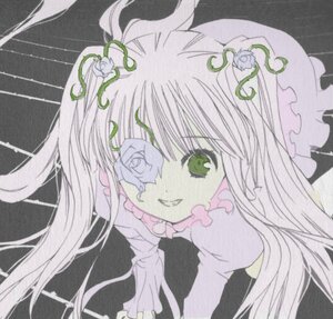 Rating: Safe Score: 0 Tags: 1girl blush flower green_eyes hair_ornament image kirakishou long_hair rose smile solo white_flower User: admin