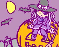 Rating: Safe Score: 0 Tags: 1girl barasuishou cape halloween happy_halloween hat image jack-o'-lantern long_hair mask moon purple_background purple_theme solo witch_hat User: admin