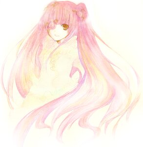 Rating: Safe Score: 0 Tags: 1girl flower hair_flower hair_ornament image kirakishou long_hair looking_at_viewer pink_hair simple_background smile solo very_long_hair white_background yellow_eyes User: admin