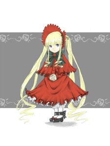 Rating: Safe Score: 0 Tags: 1girl blonde_hair blue_eyes bonnet bow bowtie capelet dress full_body green_bow image long_hair long_sleeves looking_at_viewer red_dress shinku shoes solo standing twintails very_long_hair User: admin