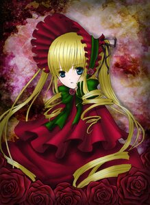 Rating: Safe Score: 0 Tags: 1girl blonde_hair blue_eyes bonnet bow bowtie capelet dress drill_hair flower green_bow image long_hair long_sleeves looking_at_viewer pink_flower pink_rose red_dress red_flower red_rose rose shinku solo twintails User: admin