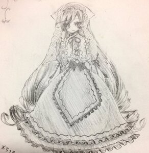 Rating: Safe Score: 0 Tags: 1girl blush dress drill_hair frills full_body image lolita_fashion long_hair long_sleeves monochrome solo suiseiseki traditional_media very_long_hair User: admin