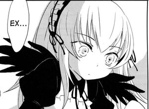 Rating: Safe Score: 0 Tags: 1girl blush closed_mouth eyebrows_visible_through_hair feathered_wings greyscale image long_hair long_sleeves looking_at_viewer monochrome simple_background solo suigintou upper_body wings User: admin