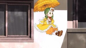 Rating: Safe Score: 0 Tags: 1girl brown_footwear dress flower green_eyes green_hair hair_flower hair_ornament image kanaria long_sleeves shoes solo standing window User: admin