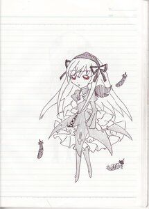 Rating: Safe Score: 0 Tags: 1girl auto_tagged barefoot blush dress frills full_body hairband image long_hair long_sleeves monochrome solo suigintou very_long_hair wings User: admin