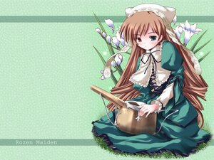 Rating: Safe Score: 0 Tags: 1girl bangs brown_hair corset dress drill_hair flat_chest flower freesia_(flower) frills green_background green_dress green_eyes hat head_scarf heterochromia image lolita_fashion long_hair long_sleeves looking_at_viewer red_eyes ribbon rozen_maiden shinshin sitting solo suiseiseki twin_drills twintails very_long_hair watering_can User: admin