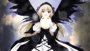 Rating: Safe Score: 0 Tags: 1girl black_dress black_ribbon black_wings cloud dress flower frills hairband holding image lolita_hairband long_hair long_sleeves looking_at_viewer red_eyes ribbon rose silver_hair solo suigintou wings User: admin