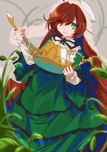 Rating: Safe Score: 0 Tags: 1girl brown_hair dress flower frills green_dress green_eyes heterochromia holding image leaf long_sleeves looking_at_viewer plant red_eyes short_hair smile solo souseiseki suiseiseki vines watering_can User: admin