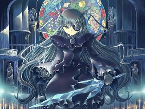 Rating: Safe Score: 0 Tags: 1girl barasuishou black_hair church commentary_request crystal dress eyepatch frills image long_hair long_sleeves ranranloo rozen_maiden silver_hair solo sword two_side_up very_long_hair weapon yellow_eyes User: admin