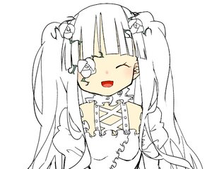 Rating: Safe Score: 0 Tags: 1girl :d bangs closed_eyes detached_collar dress facing_viewer flower hair_flower hair_ornament image kirakishou long_hair open_mouth puffy_sleeves simple_background smile solo twintails upper_body white_background white_hair User: admin