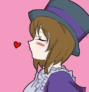 Rating: Safe Score: 0 Tags: 1girl bangs blush brown_hair closed_eyes closed_mouth eyebrows_visible_through_hair frills from_side hat heart image nishizumi_miho pink_background portrait purple_background short_hair simple_background solo souseiseki upper_body User: admin
