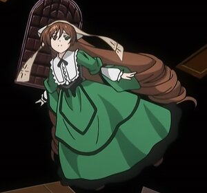 Rating: Safe Score: 0 Tags: 1girl brown_hair dress drill_hair green_dress green_eyes image long_hair long_sleeves looking_at_viewer solo standing suiseiseki twin_drills very_long_hair User: admin