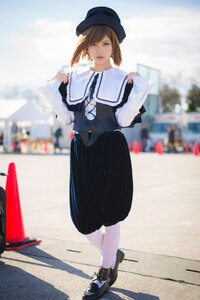 Rating: Safe Score: 0 Tags: 1girl black_footwear blurry blurry_background blurry_foreground brown_eyes brown_hair capelet depth_of_field full_body hat lips long_sleeves looking_at_viewer outdoors shoes short_hair skirt solo souseiseki standing white_legwear User: admin